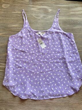 LOFT Lilac Camisole with White Dot Print